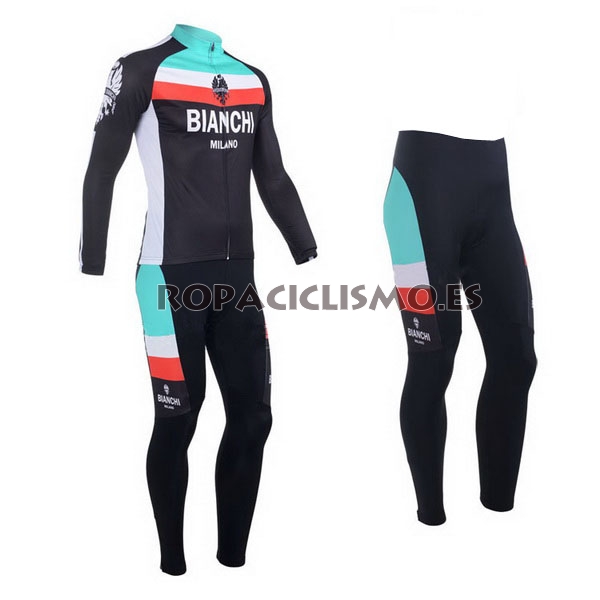 2013 Maillot Bianchi Mangas Largas Negro